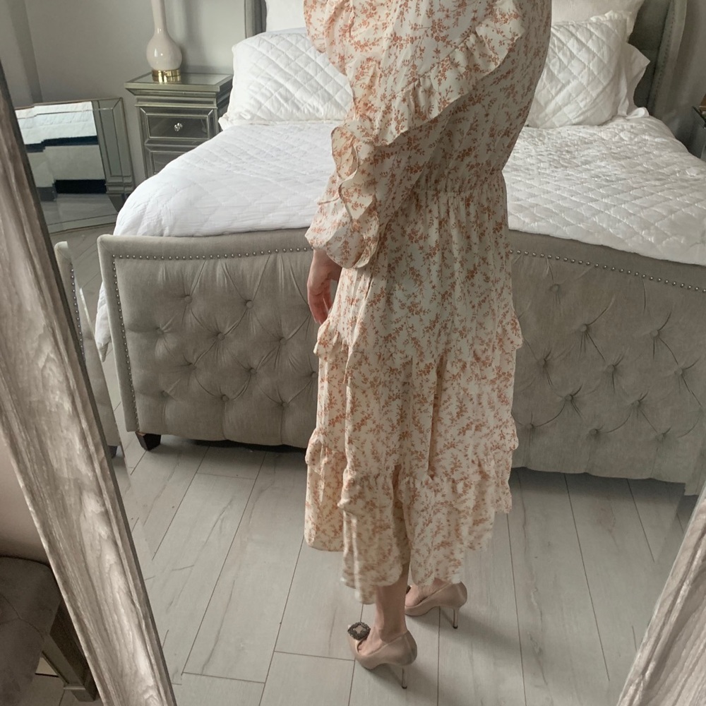 Shop Red Dress Aura Floral Ruffle Midi Dress - Picture 8 of 13